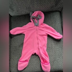Adorable Pink Kids Footie with Ear Accents